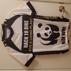 Cycle Jersey Panda Brand  Back to Bike for the Living Planet. Panda LOGO.
